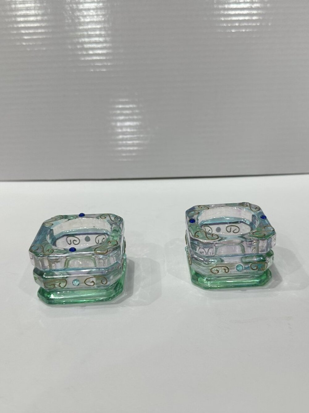 Vintage PartyLite Mardi Gras Tealight/Votive Candle Holder set of 2
